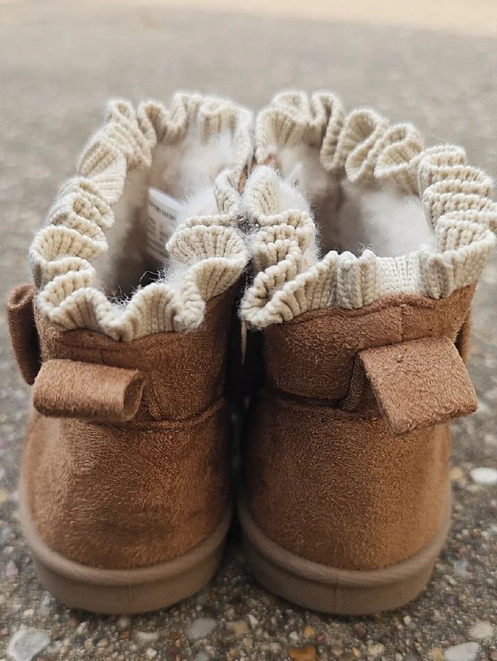 wonder nation Tan Brown Bow Ankle Boots Sherpa Lined Baby 7